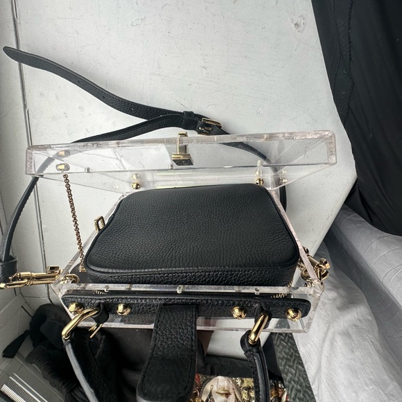 Dolce & Gabbana Plexiglass Encased Black Leather Clutch/Crossbody - Picture 6 of 16